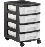 10060-TORRE DE ALMACENAJE 4 CAJONES DE 6 LITROS NEGRO/TRANSLUCIDO 390X290X480 MM ARCHIVO 2000 1104R CS TL