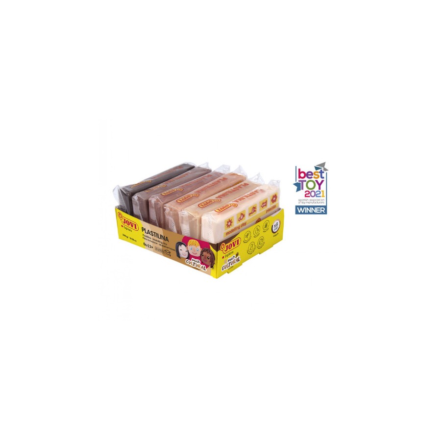 10126-BANDEJA PLASTILINA 6 PASTILLAS 50GR COLORES SURTIDOS GAMA MULTICULTURAL JOVI 70/6M