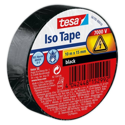 10152-ROLLO CINTA AISLANTE PVC 15MMX10METROS NEGRA TESA 56192-00010-22