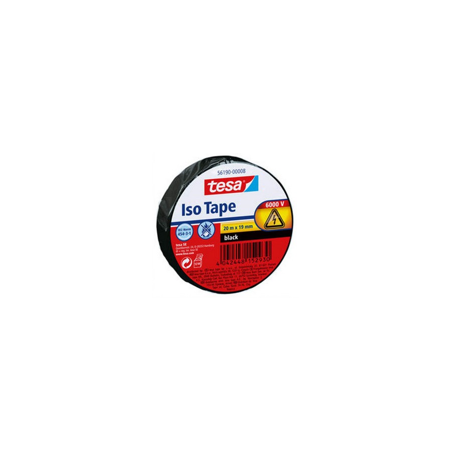 10154-ROLLO CINTA AISLANTE PVC 19MMX20METROS NEGRA TESA 56190-00008-22 10154-ROLLO CINTA AISLANTE PVC 19MMX20METROS NEGRA TESA 56190-00008-22