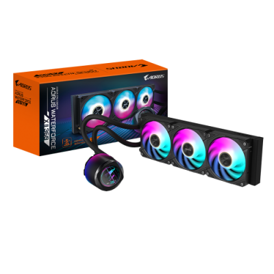 GIGABYTE Refrigeracion liquida para CPU AORUS WATERFORCE X II 360 AIO 3 ventiladores ARGB de 120 mm pantalla LCD a todo color m