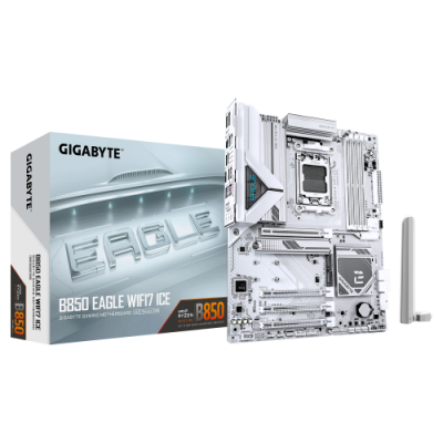 GIGABYTE B850 EAGLE WIFI7 ICE Placa base Procesadores AMD Ryzen serie 9000 VRM digital de 822 fases hasta 8200 MHz DDR5 OC 1x M