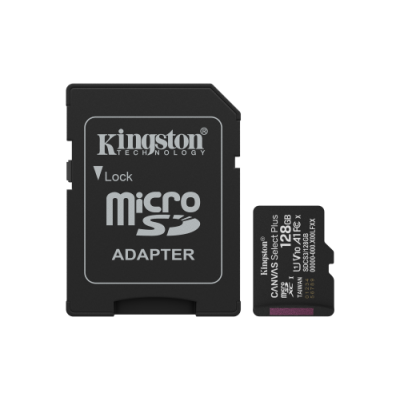 Kingston Technology 128GB microSDXC Canvas Select Plus Gen3 150MB s A1 Incluye adaptador de SD