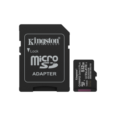 Kingston Technology 512GB microSDXC Canvas Select Plus Gen3 150MB s A1 Incluye adaptador de SD