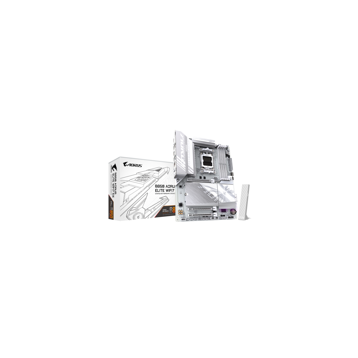 GIGABYTE B850 AORUS ELITE WIFI7 ICE Placa Base Procesadores AMD Ryzen Serie 9000 VRM digital de 1221 fases hasta 8200MHz DDR5 O