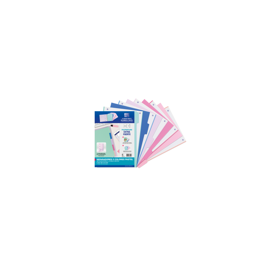 10696-KIT SEPARADORES PP 500 MICRAS A4 5 POSICIONES COLORES PASTEL OXFORD 40015936 10696-KIT SEPARADORES PP 500 MICRAS A4 5 POSICIONES COLORES PASTEL OXFORD 40015936