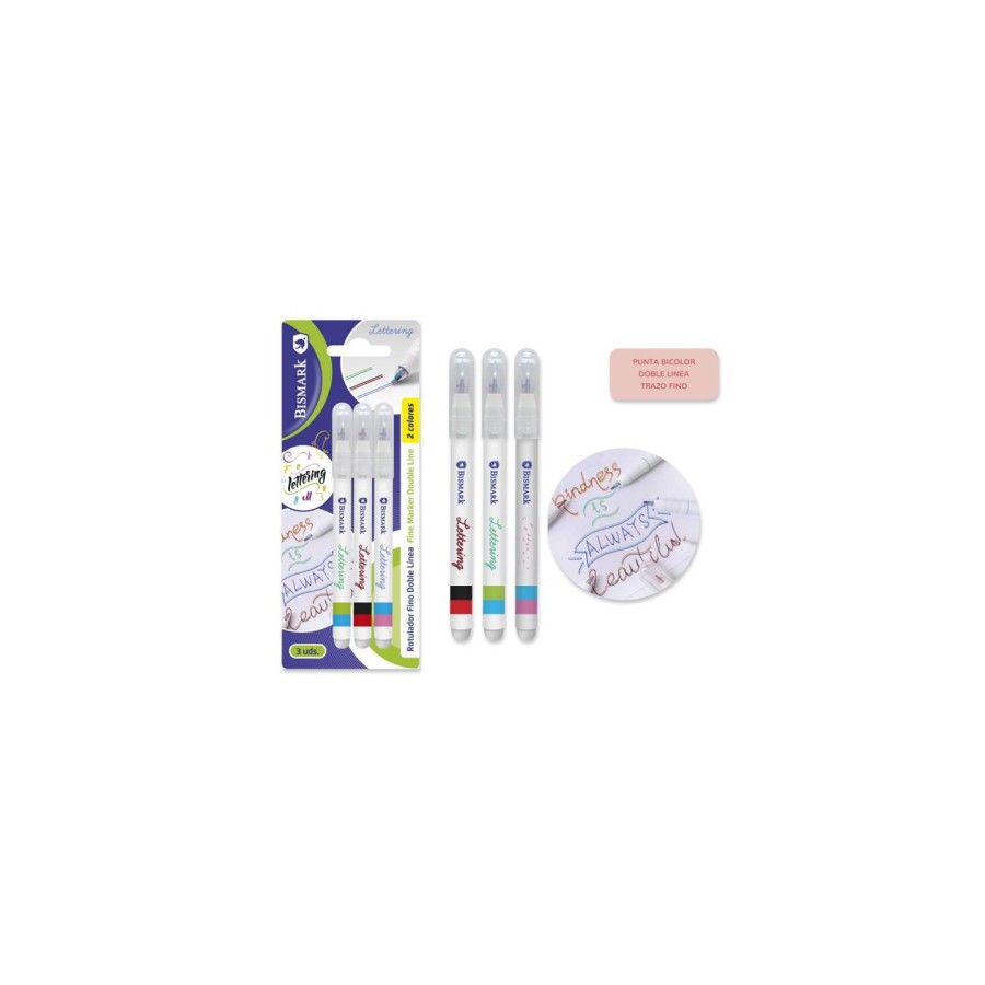 10734-SET 3 ROTULADORES LETTERING DE DOBLE LINEA BICOLOR BISMARK 330009 10734-SET 3 ROTULADORES LETTERING DE DOBLE LINEA BICOLOR BISMARK 330009