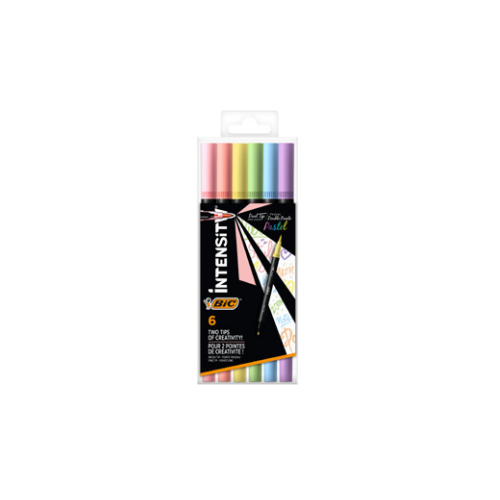 10751-BIC Intensity Dual tip marcador 6 pieza(s) Punta de pincel Azul claro, Verde claro, Rosa claro, Melocoton, Violeta