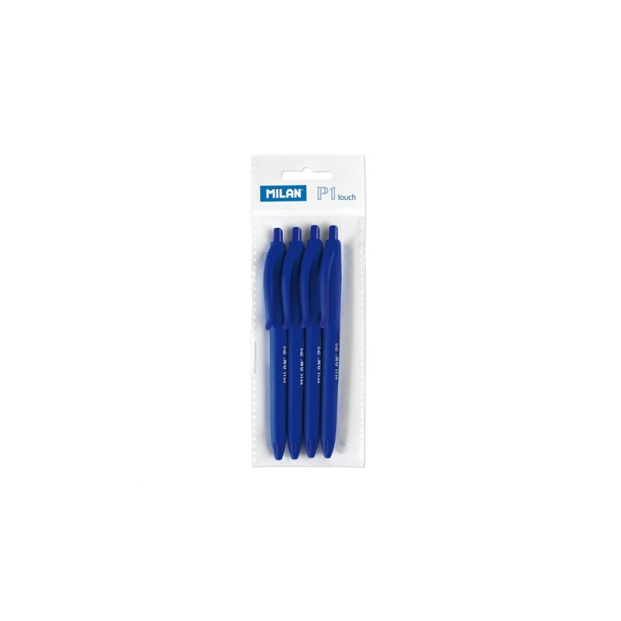 10788-BOLSA CON COLGADOR 4 BOLIGRAFOS P1 TOUCH AZUL MILAN 176510804