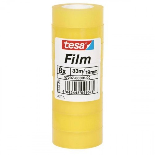 1117-TORRE 8 ROLLOS CINTA ADHESIVA STANDARD 19MM.X33M. TRANSPARENTE TESA 57207-00001-01