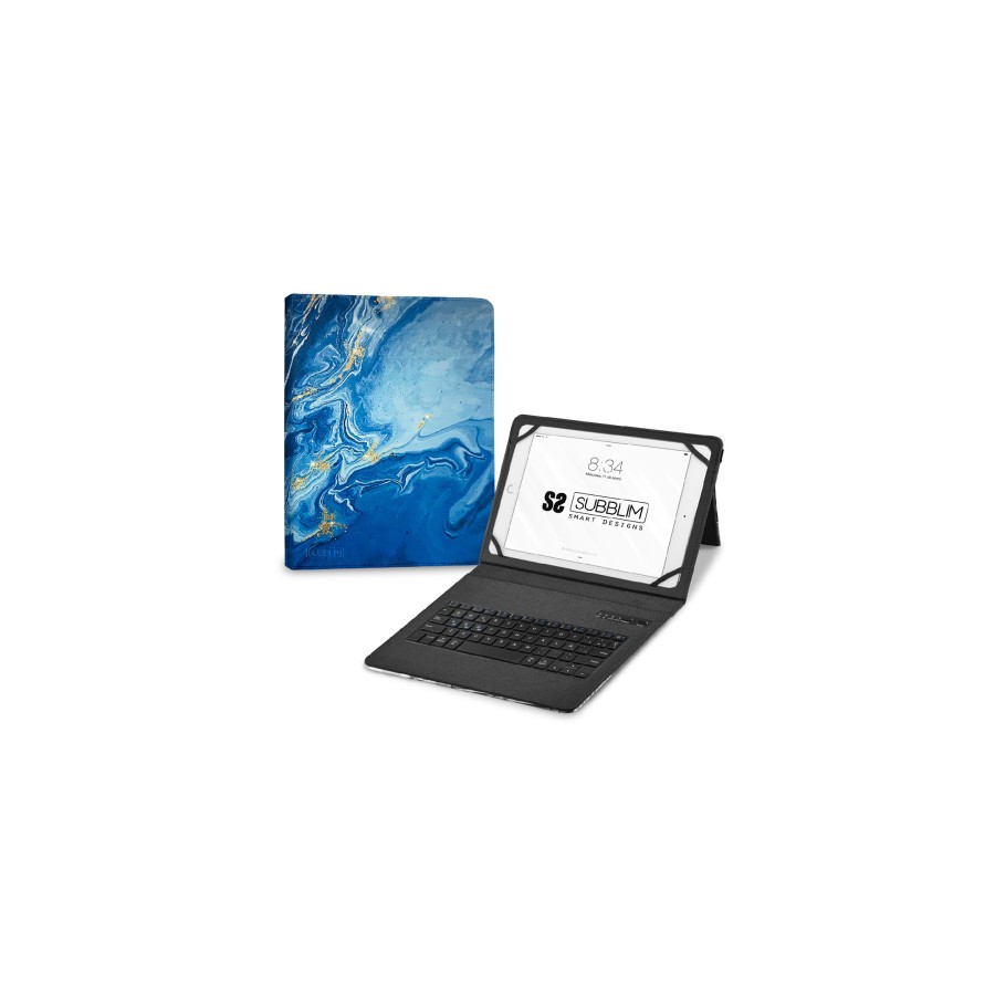 11347-SUBBLIM Funda con Teclado Keytab Pro BT Trendy Marmol Azul