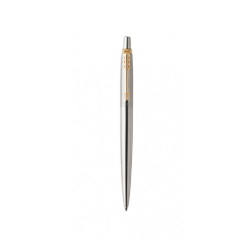 1138-BOLIGRAFO RETRACTIL JOTTER DE ACERO INOXIDABLE CON RIBETE DORADO PUNTO MEDIO TINTA AZUL PARKER 1953182
