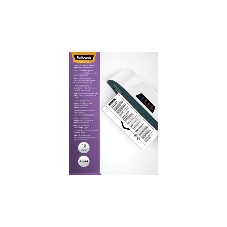 11876-PACK 10 HOJAS DE LIMPIEZA PARA PLASTIFICADORAS FELLOWES 5320604