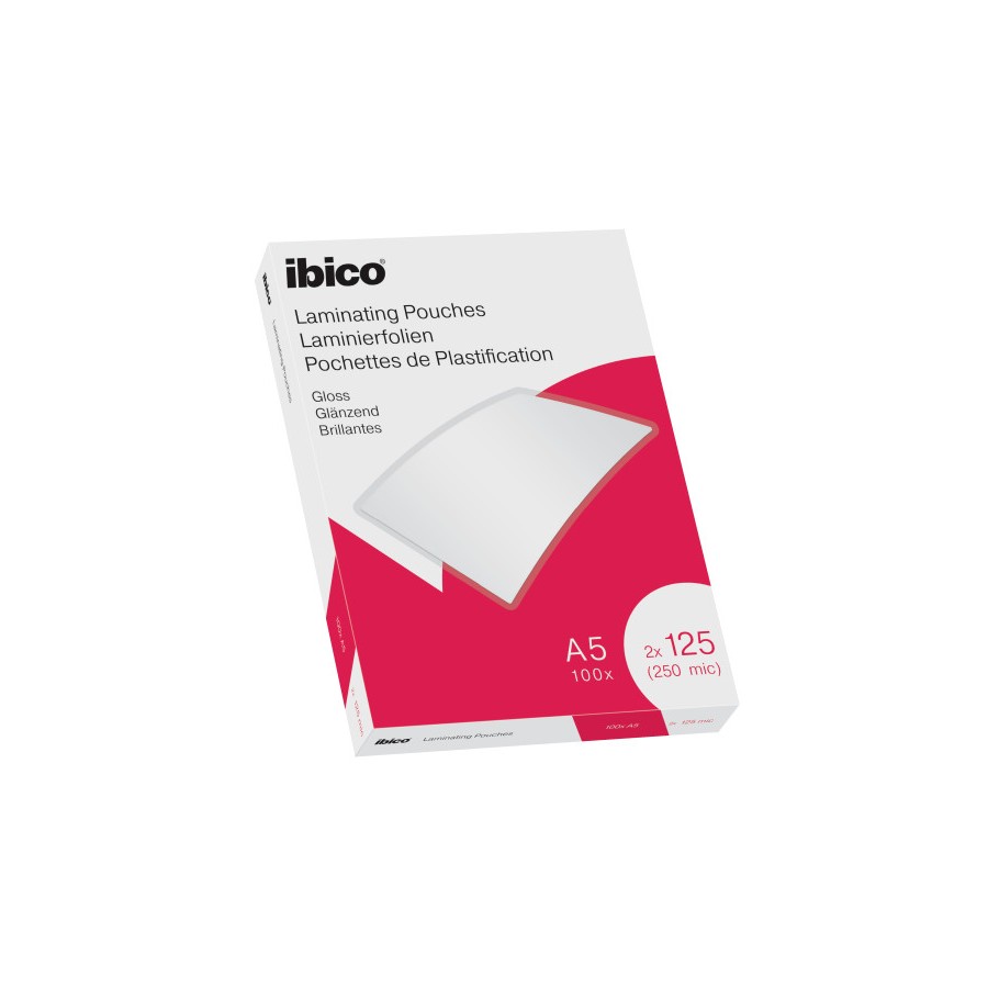11880-CAJA 100 BOLSAS DE PLASTIFICACION 154X216 A5 BRILLO 125 MICRAS IBICO 627315
