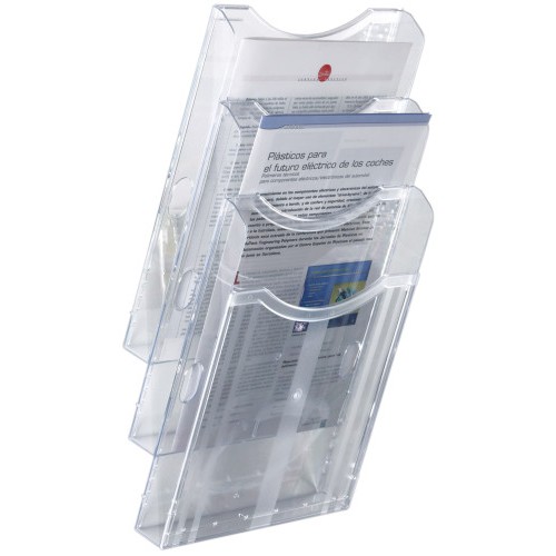 12077-EXPOSITOR MURAL ARCHIPLAY 3 COMPARTIMENTOS A4 VERTICAL 105x235x445MM TRANSPARENTE ARCHIVO2000 6123 CS TP