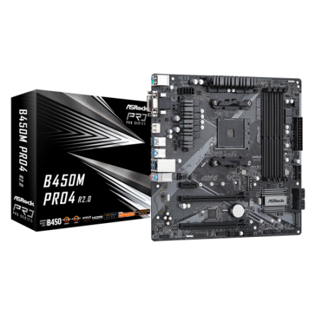 12109-Asrock B450M Pro4 R2.0 AMD B450 Zocalo AM4 micro ATX
