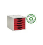 12132-MODULO ECOGREEN 5 CAJONES BLANCO 100% RECICLADO Y RECICLABLE DIN A4 FOLIO Y SUBCARPETA MEDIDAS: 340X270X260 MM CAR