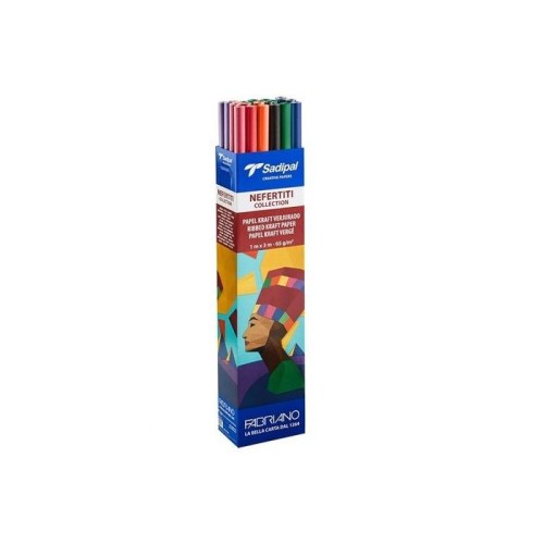 12154-EXPOSITOR SURTIDO PAPEL KRAFT VERJURADO-65 G-1 X 3 M-NEFERTITI COLLECTION-24 ROLLOS-3 ROLLOS X NARANJA FUERTE, FUC