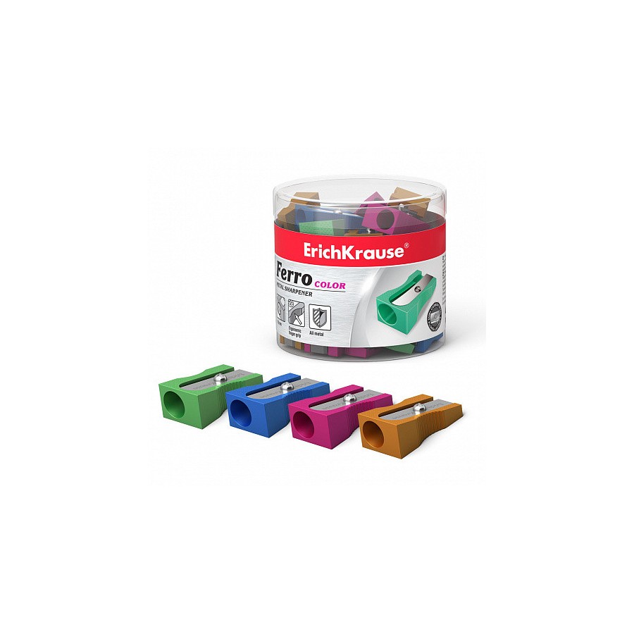 12212-SACAPUNTAS DE ALUMINIO FERRO COLOR, VARIOUS COLORES ERICH KRAUSE 38014