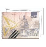 1223-CUADERNO BLOCKS  DIBUJO ART 140 GRS. FOLIO PROLONGADO 20 HOJAS 2 TALADROS LISO CON RECUADRO PACSA 18848
