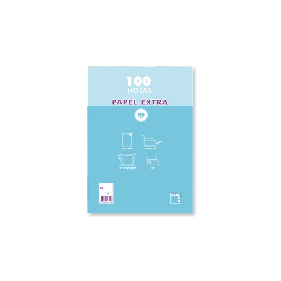 1237-PAQUETE PAPEL EXTRA BLANCO SATINADO 100 HOJAS 80 GRS. A-4 (210X297MM.) LISO PACSA 21811 1237-PAQUETE PAPEL EXTRA BLANCO SATINADO 100 HOJAS 80 GRS. A-4 (210X297MM.) LISO PACSA 21811