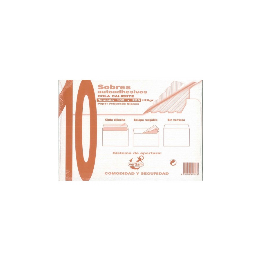 1307-PAQUETES DE 10 SOBRES BLANCO VERJURADO 162X229 120 GRS. SAM 664930 1307-PAQUETES DE 10 SOBRES BLANCO VERJURADO 162X229 120 GRS. SAM 664930