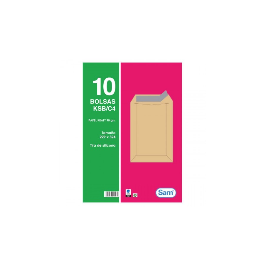 1313-PAQUETES DE 10 BOLSAS KRAFT, CON TIRA DE SILICONA TAMANO 229X324 90 GRS. SAM 665100 1313-PAQUETES DE 10 BOLSAS KRAFT, CON TIRA DE SILICONA TAMANO 229X324 90 GRS. SAM 665100