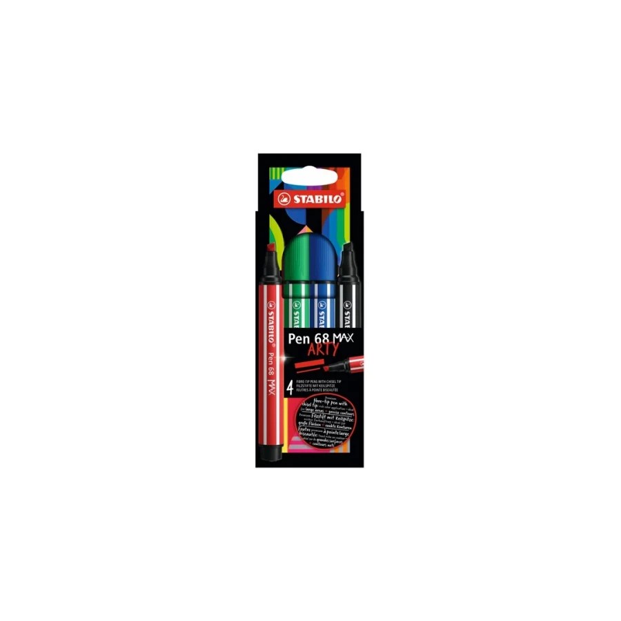 13195-ESTUCHE ARTY CON 4 COLORES-ROTULADOR PREMIUM CON PUNTA BISELADA PEN 68 MAX STABILO 768/04-21