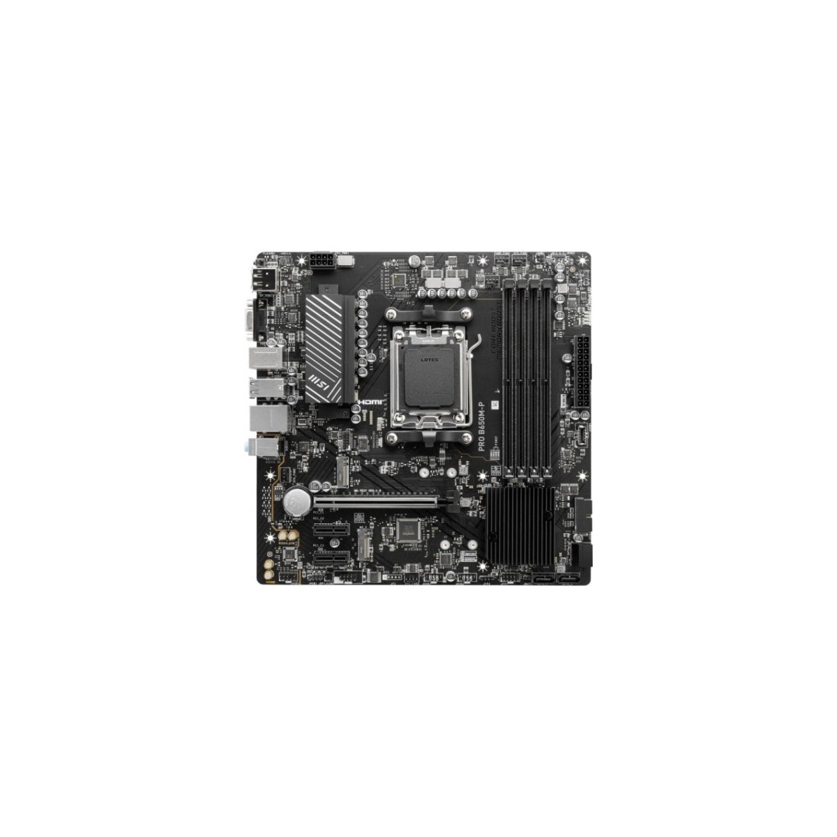 PLACA MSI PRO B650M PAMDAM5B6504DDR5192GBVGAHDMIDP4SATA32M225GBE7USB32MATX