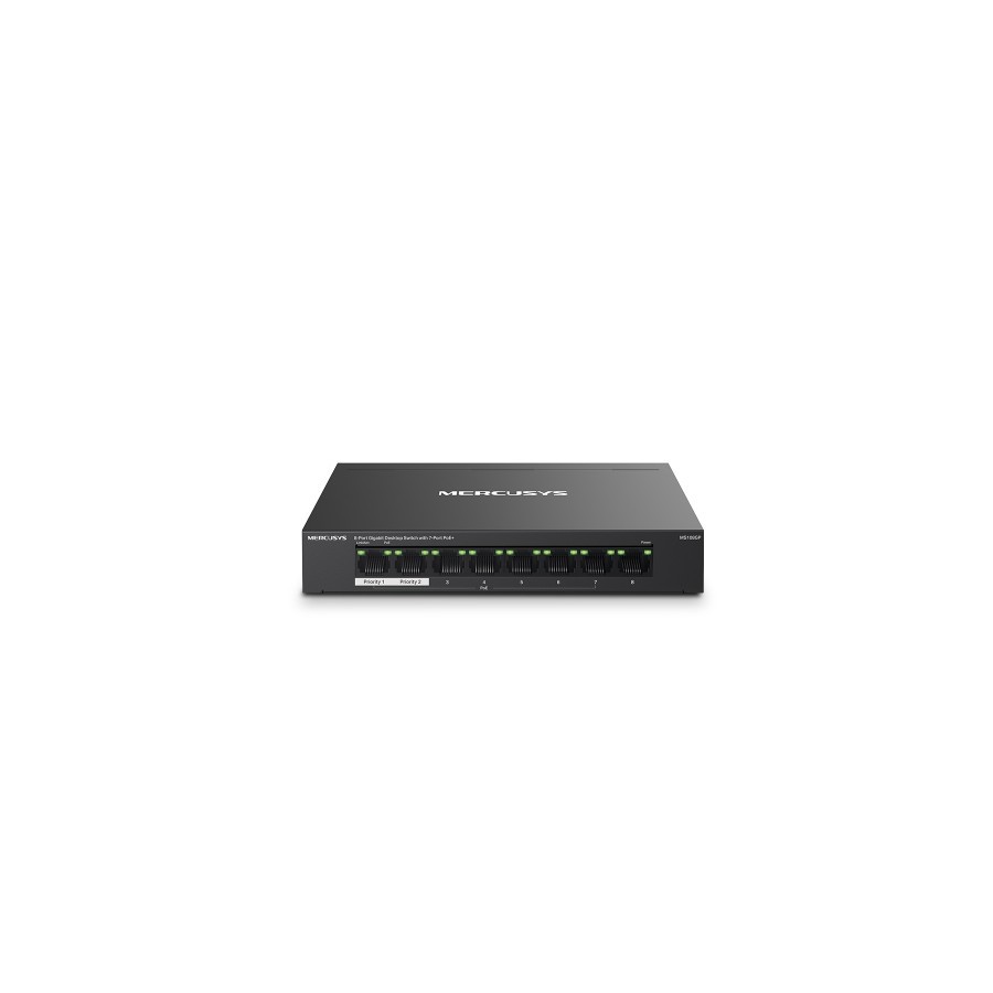 13307-Mercusys MS108GP switch Gestionado Gigabit Ethernet (10/100/1000) Energia sobre Ethernet (PoE) Negro