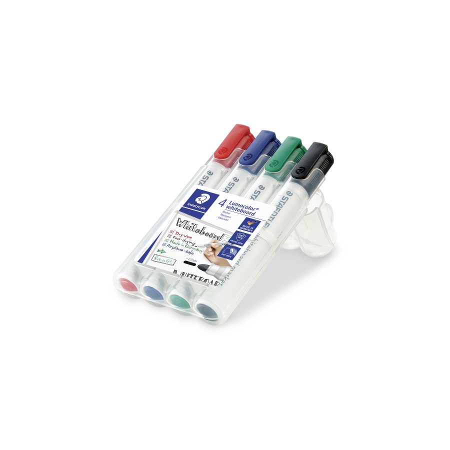 1373-ESTUCHE 4 MARCADORES PIZARRA LUMOCOLOR MARKER 351 TRAZO 2MM. SURTIDOS STAEDTLER 351 WP4