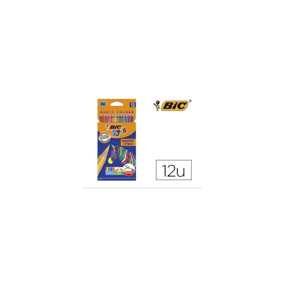 BLISTER 12 LAPICES DE COLORES EVO STRIPES COLORES SURTIDOS BIC 9505222