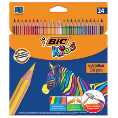 BLISTER 24 LAPICES DE COLORES EVO STRIPES COLORES SURTIDOS BIC 9505251