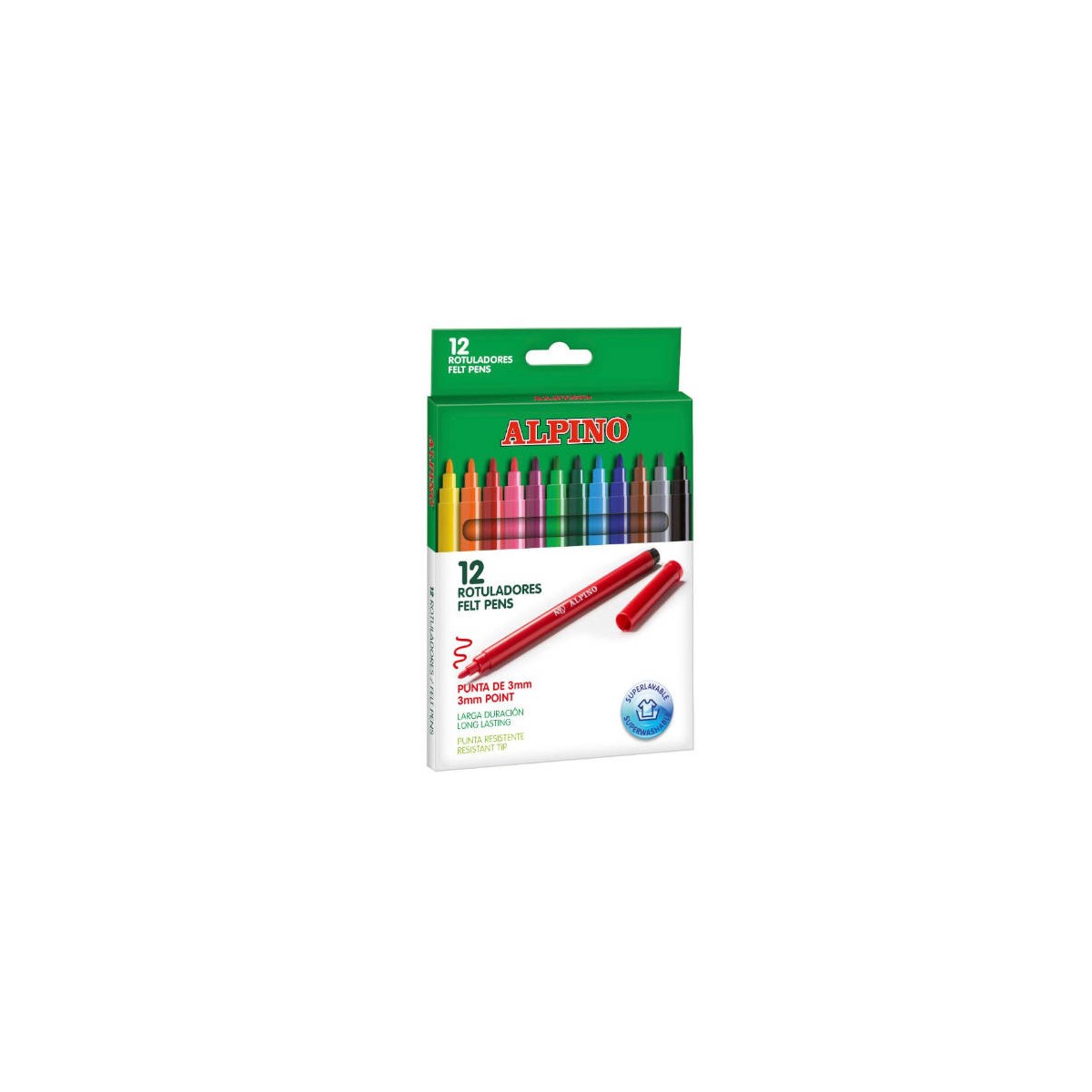 ESTUCHE 12 UNIDADES ROTULADORES PUNTA FINA COLORES SURTIDOS ALPINO AR001002N