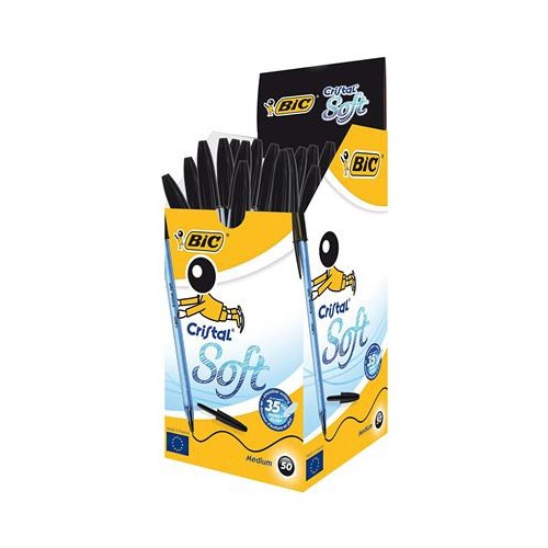 1436-BOLIGRAFO CRISTAL SOFT TRAZO 0,5 MM. COLOR NEGRO BIC 951433