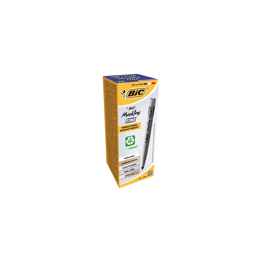 1464-MARCADOR PERMANENTE POCKET 1445 TRAZO 1MM. COLOR AZUL BIC 8209011
