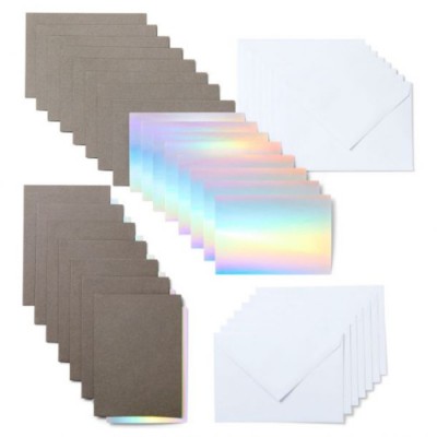 Cricut Insert Cards Gray Silver Holographic Tarjeta de felicitacion estandar 15 piezas