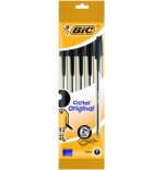 1493-BOLSA 5 BOLIGRAFOS CRISTAL CON CUERPO TRANSPARENTE TRAZO 0,4MM. NEGRO BIC 802051
