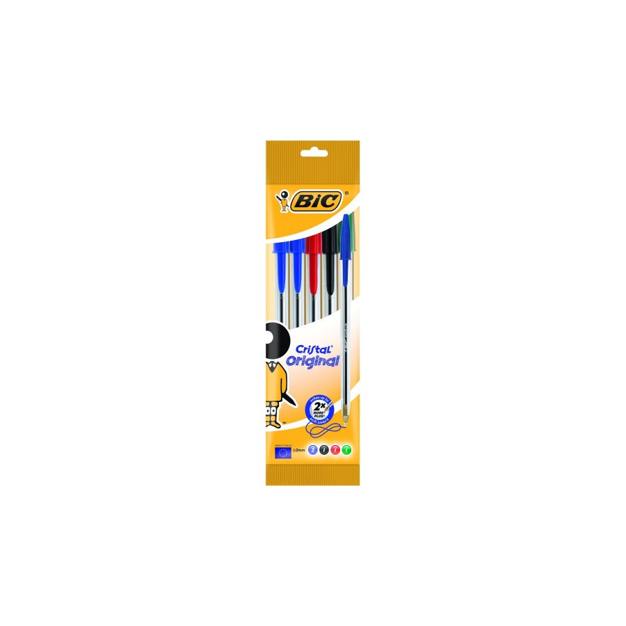 1494-BOLSA 5 BOLIGRAFOS CRISTAL CON CUERPO TRANSPARENTE TRAZO 0,4MM. COLORES SURTIDOS (2A+1N+1R+1V) BIC 802054 1494-BOLSA 5 BOLIGRAFOS CRISTAL CON CUERPO TRANSPARENTE TRAZO 0,4MM. COLORES SURTIDOS (2A+1N+1R+1V) BIC 802054