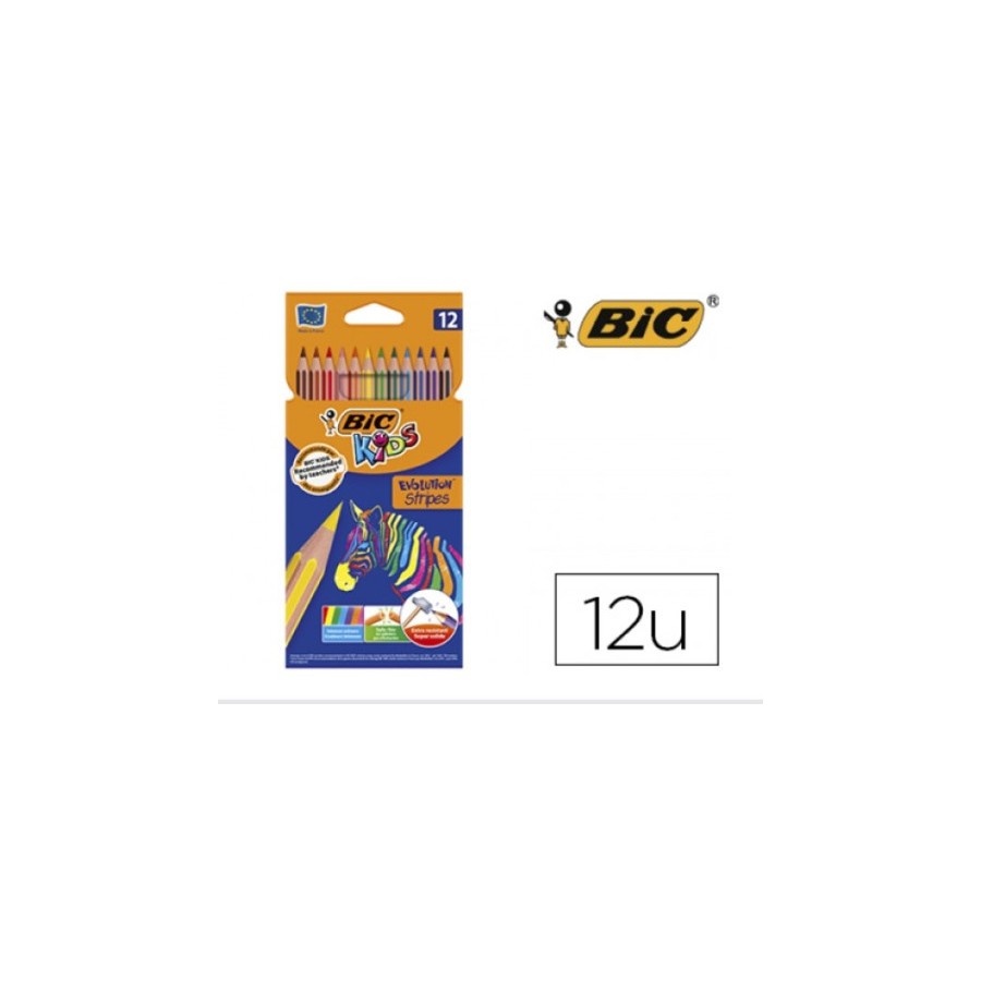 1498-BLISTER 12 LAPICES DE COLORES EVO STRIPES COLORES SURTIDOS BIC 9505222