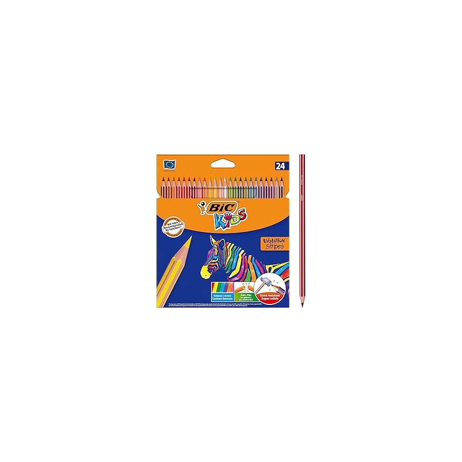 1499-BLISTER 24 LAPICES DE COLORES EVO STRIPES COLORES SURTIDOS BIC 9505251