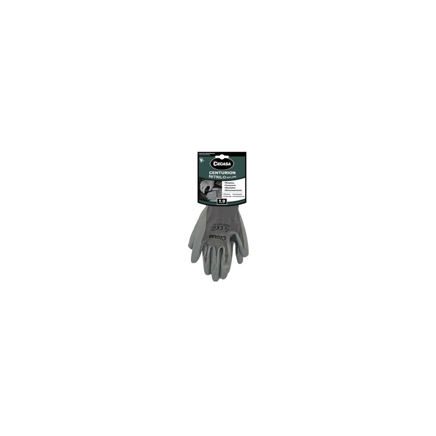15014-GUANTES DE TRABAJO CENTURION NITRILO/NYLON GRIS T9-GRANDE L CEGASA 327100