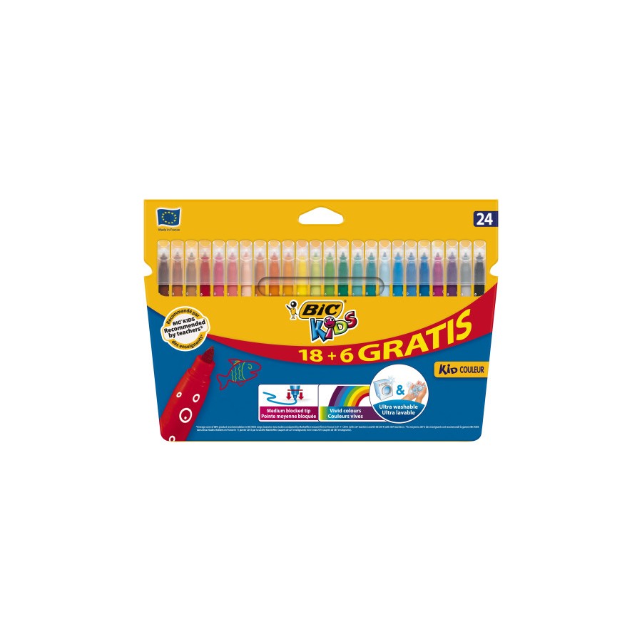 1502-ESTUCHE 24 ROTULADORES ULTRALAVABLES KID COULEUR TRAZO 0,8MM. BIC 9117373 1502-ESTUCHE 24 ROTULADORES ULTRALAVABLES KID COULEUR TRAZO 0,8MM. BIC 9117373