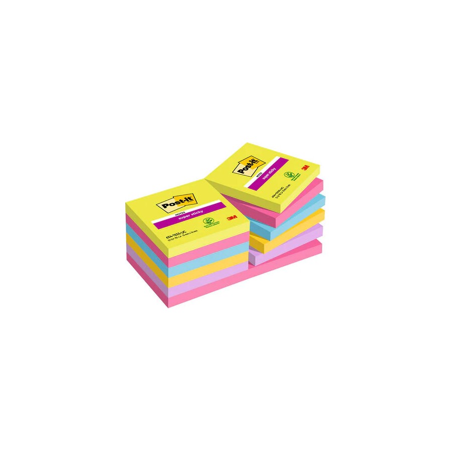 15538-PACK 12 BLOCS 90 HOJAS NOTAS ADHESIVAS 76X76MM SUPER STICKY COLORES SURTIDOS ULTRA 654-12SSUC POST-IT 7100290156 15538-PACK 12 BLOCS 90 HOJAS NOTAS ADHESIVAS 76X76MM SUPER STICKY COLORES SURTIDOS ULTRA 654-12SSUC POST-IT 7100290156