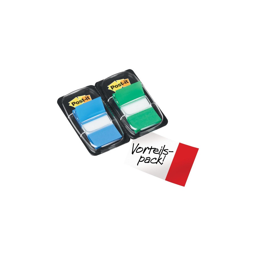 15620-PACK 2 DISPENSADORES X 50 MARCADORES INDEX 25,4X43,2MM COLORES AZUL/VERDE 680-GB2 POST-IT 7000052570