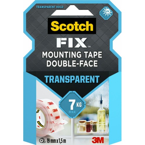 15707-ROLLO CINTA DE MONTAJE DOBLE CARA TRANSPARENTE 19 MM X 1,5M HASTA 7KG FIX 4910C-1915-P SCOTH 7100261816