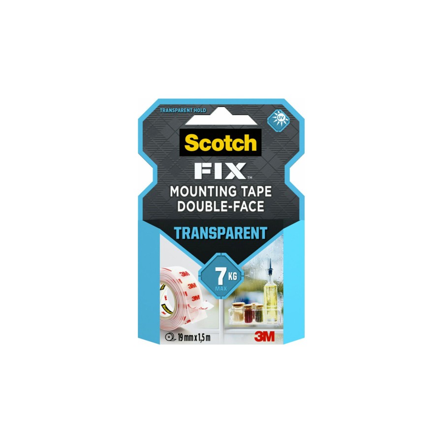 15707-ROLLO CINTA DE MONTAJE DOBLE CARA TRANSPARENTE 19 MM X 1,5M HASTA 7KG FIX 4910C-1915-P SCOTH 7100261816 15707-ROLLO CINTA DE MONTAJE DOBLE CARA TRANSPARENTE 19 MM X 1,5M HASTA 7KG FIX 4910C-1915-P SCOTH 7100261816