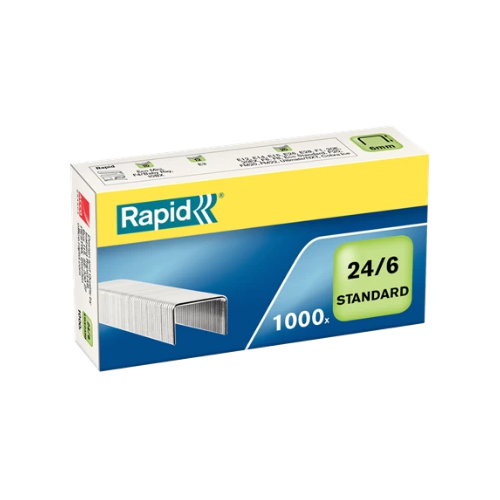 1684-CAJA DE 1000 GRAPAS TIPO 22/6 - 24/6 GALVANIZADAS PARA GRAPADORAS DE SOBREMESA/OFICINA RAPID 24855600