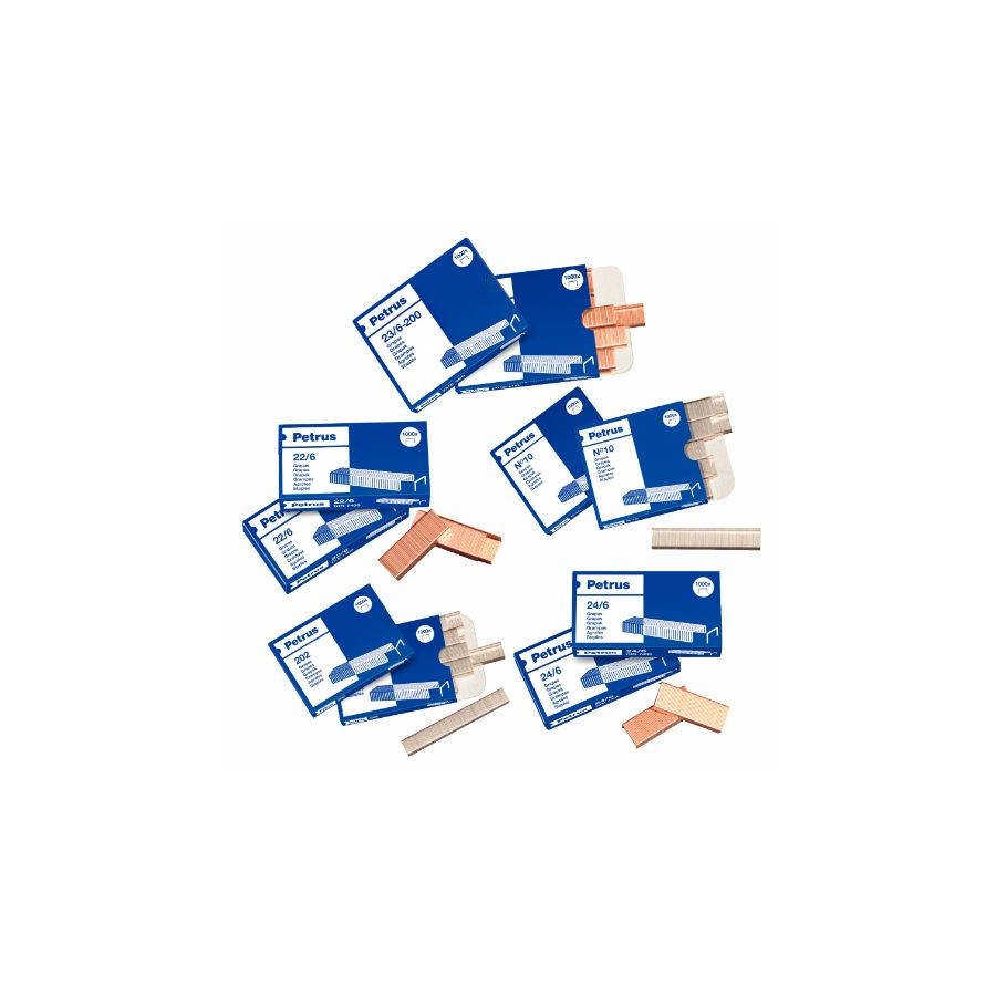 1687-CAJA DE 1000 GRAPAS TIPO 22/8 - 24/8 COBREADAS PARA GRAPADORAS DE SOBREMESA/OFICINA PETRUS 55714 1687-CAJA DE 1000 GRAPAS TIPO 22/8 - 24/8 COBREADAS PARA GRAPADORAS DE SOBREMESA/OFICINA PETRUS 55714