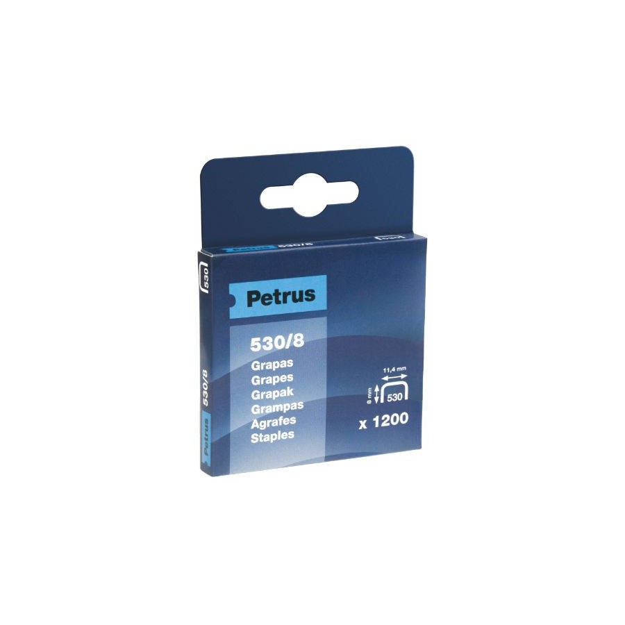 1695-CAJA DE 1200 GRAPAS TIPO 530/8 COBREADAS PARA CLAVADORAS PETRUS 77514 1695-CAJA DE 1200 GRAPAS TIPO 530/8 COBREADAS PARA CLAVADORAS PETRUS 77514